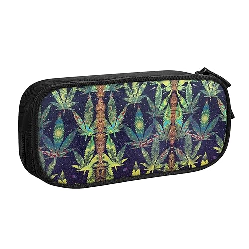 shgwehh A Puff in Time Federmäppchen mit Unkrautmuster, stilvolles Federmäppchen – Organisieren Sie Ihre Schreibwaren mit Eleganz, Schwarz , Einheitsgröße, Taschen-Organizer von shgwehh