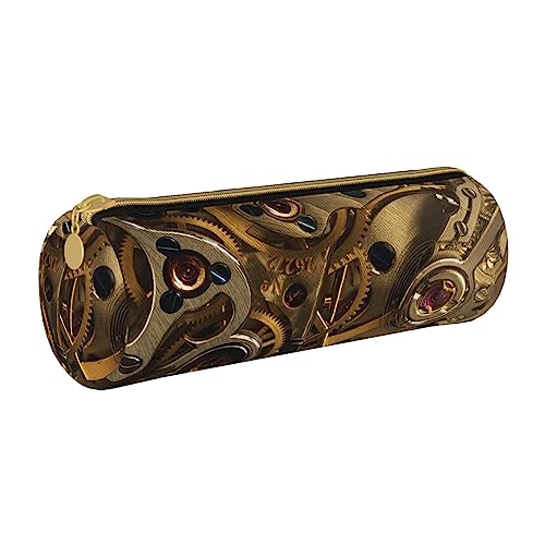 shgwehh Border Collie Federmäppchen mit Blumenmuster, rund, niedliches Leder, Reißverschluss, für Schule, Büro und Reisen, Coole Steampunk-Getriebe, Einheitsgröße, Taschen-Organizer von shgwehh