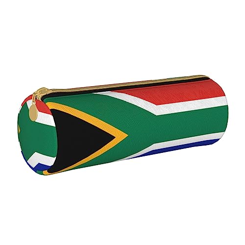 shgwehh Border Collie Federmäppchen mit Blumenmuster, rund, niedliches Leder, Reißverschluss, für Schule, Büro und Reisen, Flagge Südafrikas, Einheitsgröße, Taschen-Organizer von shgwehh