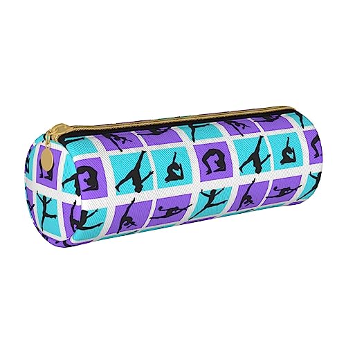 shgwehh Border Collie Federmäppchen mit Blumenmuster, rund, niedliches Leder, Reißverschluss, für Schule, Büro und Reisen, Gymnastikspiel, Einheitsgröße, Taschen-Organizer von shgwehh