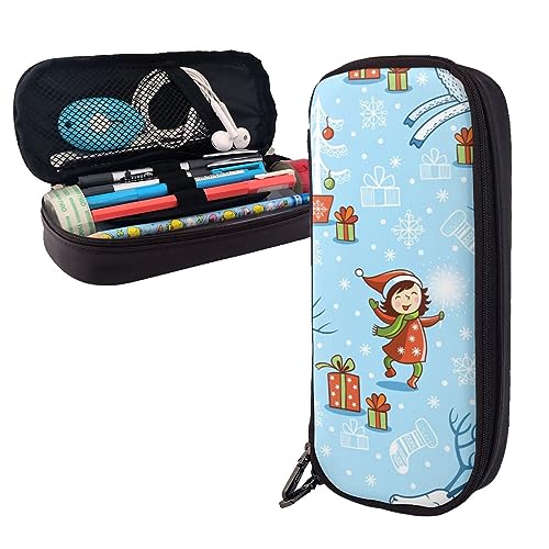 shgwehh Federmäppchen, rote Rosen, Blumendruck, großes Fassungsvermögen, Federmäppchen, einfacher Schreibwaren-Organizer für Büro, Reisen, Frohe Weihnachten Happy, Einheitsgröße, Taschen-Organizer von shgwehh