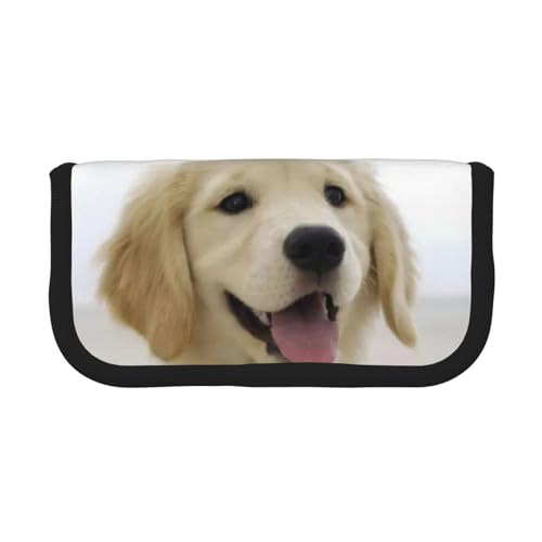 shgwehh Federmäppchen aus Segeltuch mit Pizza-Muster, langlebiges Federmäppchen für Lernen und Kosmetik, Golden Retriever, Einheitsgröße, Taschen-Organizer von shgwehh
