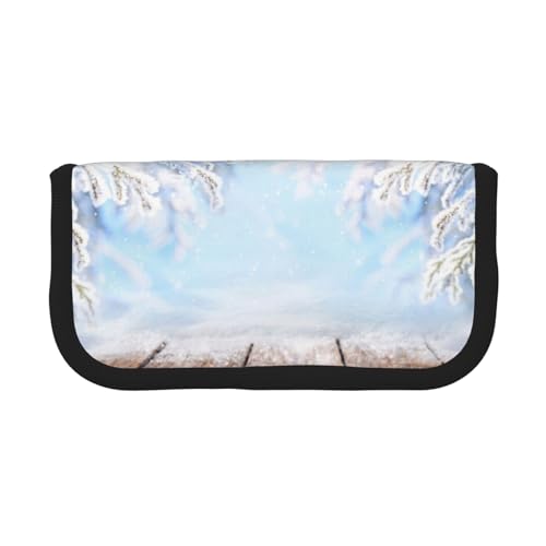 shgwehh Federmäppchen aus Segeltuch mit Pizza-Muster, langlebiges Federmäppchen für Lernen und Kosmetik, Schnee-Szene, Einheitsgröße, Taschen-Organizer von shgwehh