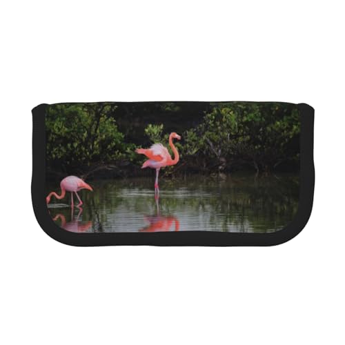 shgwehh Federmäppchen aus Segeltuch mit Pizza-Muster, langlebiges Federmäppchen für Lernen und Kosmetik, Zwei Flamingos, Einheitsgröße, Taschen-Organizer von shgwehh