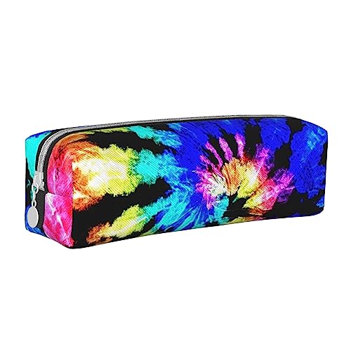 shgwehh Federmäppchen mit natürlicher Pflanzen-Silhouette, Farnblatt, bedruckt, quadratisch, niedliches Leder, Reißverschluss, Stifteetui für Schule, Büro und Reisen, Exotic Tribe Batik-Stil, von shgwehh