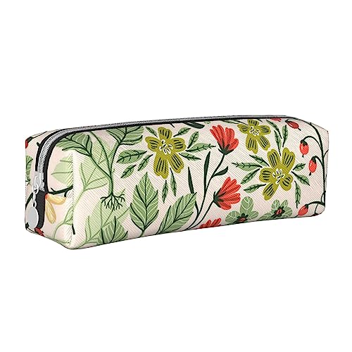 shgwehh Federmäppchen mit natürlicher Pflanzen-Silhouette, Farnblatt, bedruckt, quadratisch, niedliches Leder, Reißverschluss, Stifteetui für Schule, Büro und Reisen, Schöne Blumen, Einheitsgröße, von shgwehh