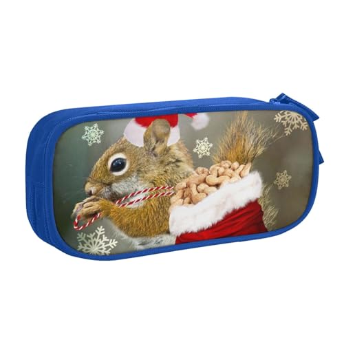 shgwehh Großes Federmäppchen für Jungen und Mädchen, Weihnachten Eichhörnchen Federmäppchen mit großen Fächern für Schule, Schreibwaren, Büro und Reisen, Schwarz, blau, Einheitsgröße, von shgwehh