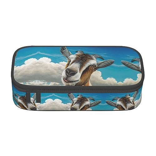 shgwehh Großes Federmäppchen für Jungen und Mädchen, tropische Palmen, Federmäppchen mit großen Fächern für Schule, Schreibwaren, Büro und Reisen, Blau, Blaues Schaf, Einheitsgröße, Taschen-Organizer von shgwehh