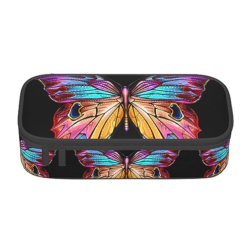 shgwehh Großes Federmäppchen für Jungen und Mädchen, tropische Palmen, Federmäppchen mit großen Fächern für Schule, Schreibwaren, Büro und Reisen, Blau, Schmetterling, Einheitsgröße, Taschen-Organizer von shgwehh