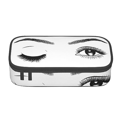 shgwehh Großes Federmäppchen für Jungen und Mädchen, tropische Palmen, Federmäppchen mit großen Fächern für Schule, Schreibwaren, Büro und Reisen, Blau, Wimpern, Einheitsgröße, Taschen-Organizer von shgwehh