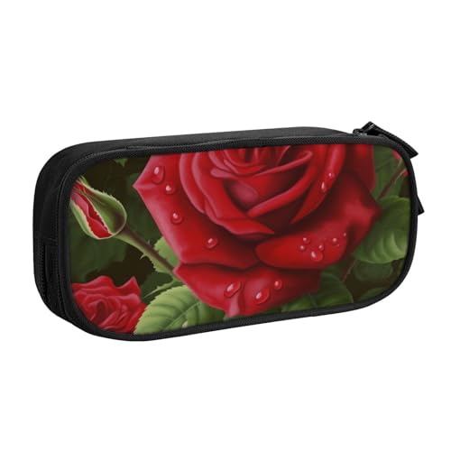 shgwehh Red Rose Federmäppchen mit 2 bedruckten Federmappen, großes Federmäppchen, niedliches Federmäppchen, Büro, Schule, Schreibwaren-Organizer für Mädchen und Jungen, Schwarz, Schwarz , shgwehh Red Rose Federmäppchen mit 2 bedruckten Federmappen, großes Federmäppchen, niedliches Federmäppchen, Büro, Schule, Schreibwaren-Organizer für Mädchen und Jungen, Schwarz, Schwarz , von shgwehh