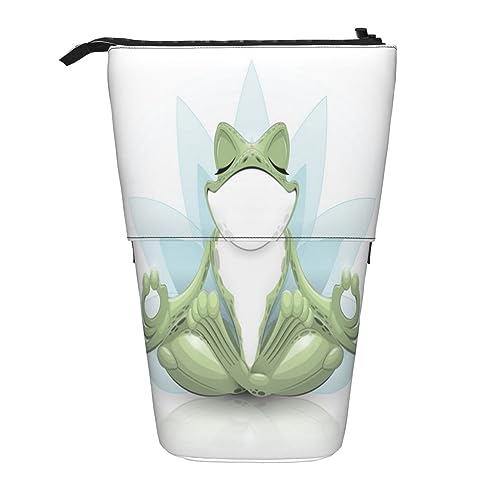 shgwehh Teleskop-Federmäppchen, Seestern, Muscheln, Strand, Schreibwaren, Federmäppchen, Make-up-Tasche, tragbare Büro-Schreibwarentasche für Teenager, Mädchen, Erwachsene, Lustiger Yoga-Frosch, von shgwehh