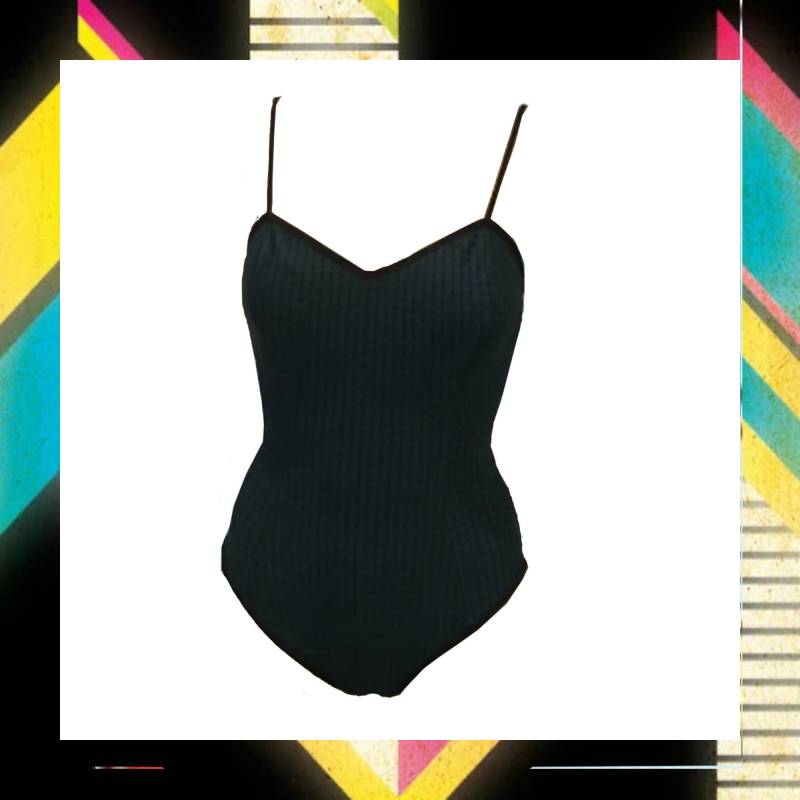 80Er Calvin Klein Teal & Black One Piece Swim Suit Badeanzug, Größe 12 von shhweetVintage