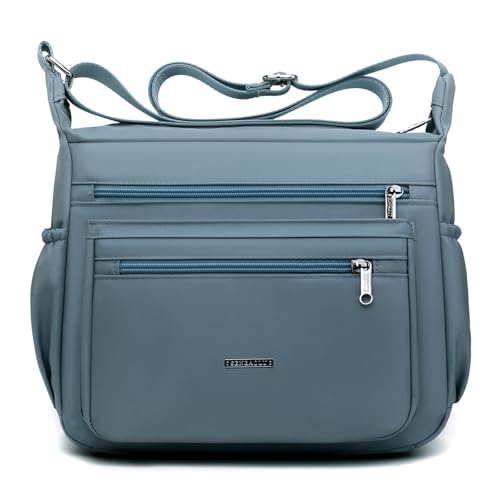 shilanmei Umhängetasche Damen Praktische Handtasche mit Mehrfachfächern Handtasche Damen Strapazierfähig Stilvoll 24x29x10cm (Blau) von shilanmei