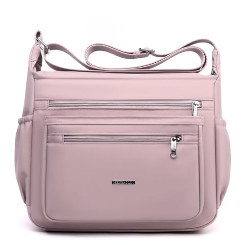 shilanmei Umhängetasche Damen Praktische Handtasche mit Mehrfachfächern Handtasche Damen Strapazierfähig Stilvoll 24x29x10cm (Rosa) von shilanmei