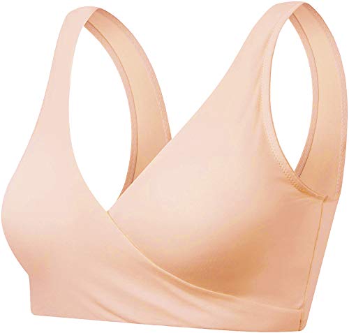 shilijia Damen Schwangerschafts Still BH Schlaf Bustier Umstands Unterwäsche Maternity Ohne Bügel Nahtlose Stillen für die Nacht (Beige, L) von shilijia