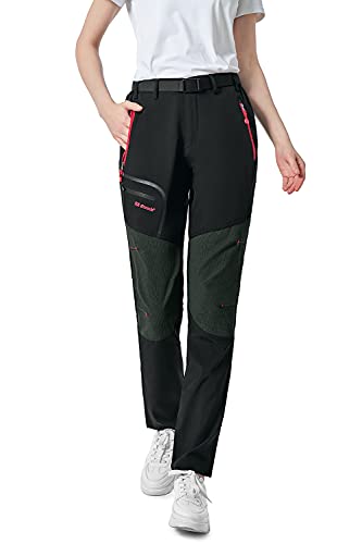 shine future Damen Wanderhose Outdoorhose Wasserdicht Trekkinghose Winddicht funktional mit Gürtel Zip Off Funktionshose von shine future