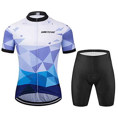 shine future Herren Radtrikot Set Herren Fahrradbekleidung Set Fahrradbekleidung Fahrrad Trikot mit Sitzpolster Atmungsaktiv Schnelltrocknend für Radsport (Lila, X-Large) von shine future