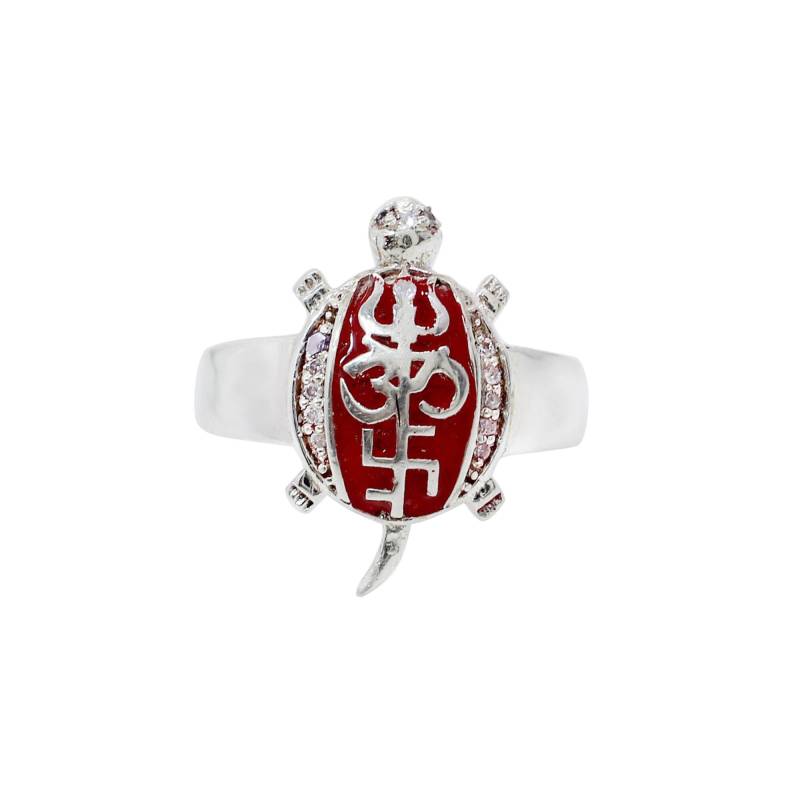925 Sterling Silber Ring - Om Swastik Trishul Drei Energie Symbol Schildkröte Weißer Cz Emaille Handgemachter 925 Sterling Silber Ring - Om Swastik Trishul Drei Energie Symbol Schildkröte Weißer Cz Emaille Handgemachter von shininggems