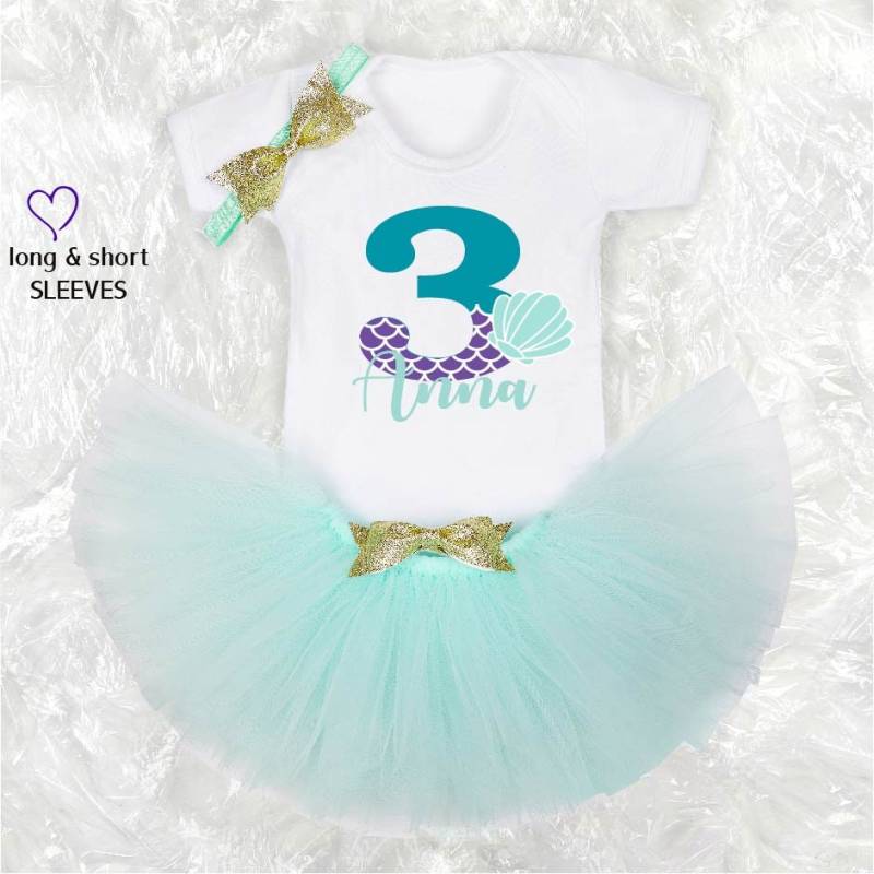 3. Geburtstag Mädchen Personalisiert Meerjungfrau Tutu Outfit/3rd Birthday Mermaid Theme Party Girl Geschenk Kleid von shinyncutie