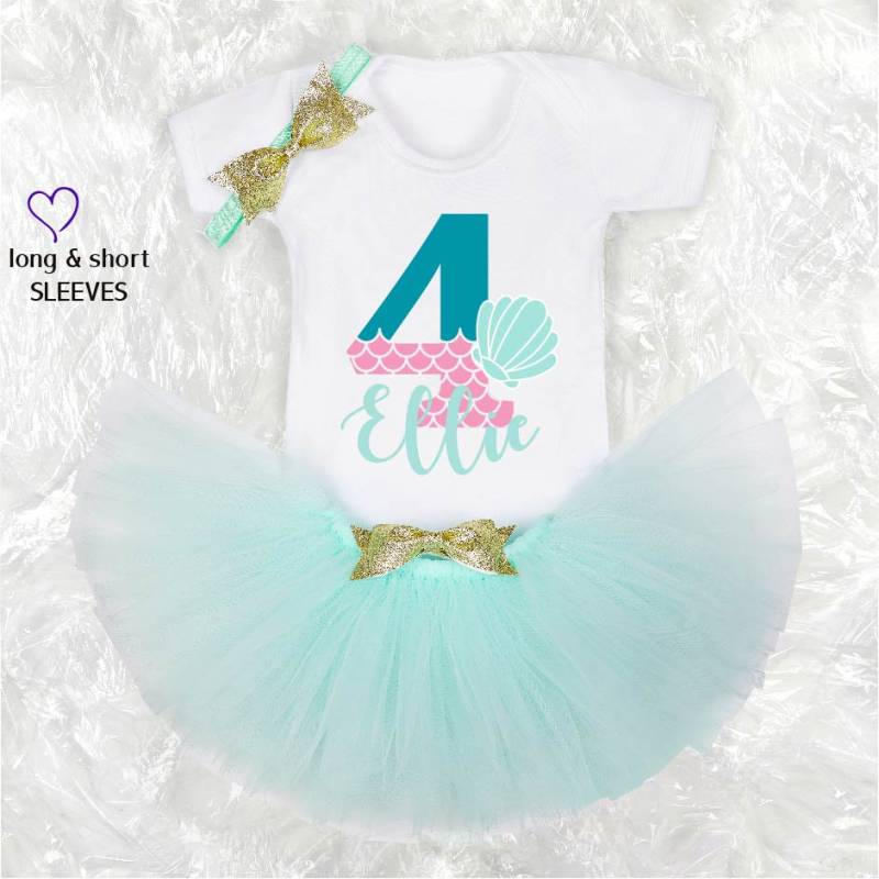 Personalisiertes Meerjungfrauen Outfit, Meerjungfrau Thema Geburtstag Mädchen Geschenk, 4. Party von shinyncutie