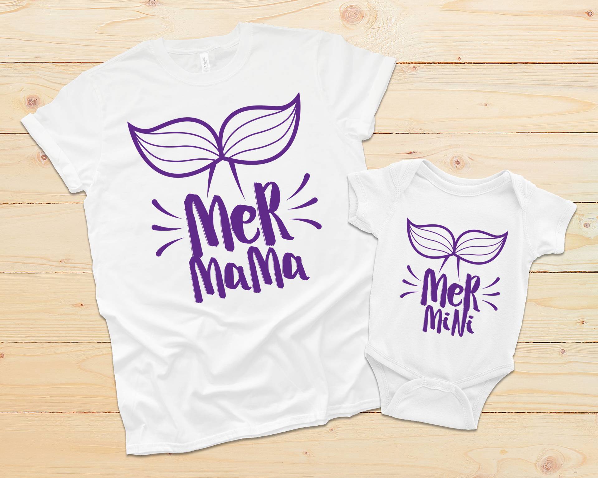 T-Shirts Für Mama Und Baby, Meerjungfrau Baby Passendes T-Shirt Body, Geschenk Mama, Zum Muttertag, Shower von shinyncutie