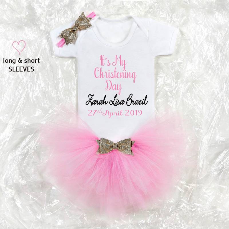 Tauftag Baby Tutu Outfit/Baby Mädchen Personalisiert Outfit/ Gott Mutter Und Geschenk/Baby Taufgeschenk von shinyncutie