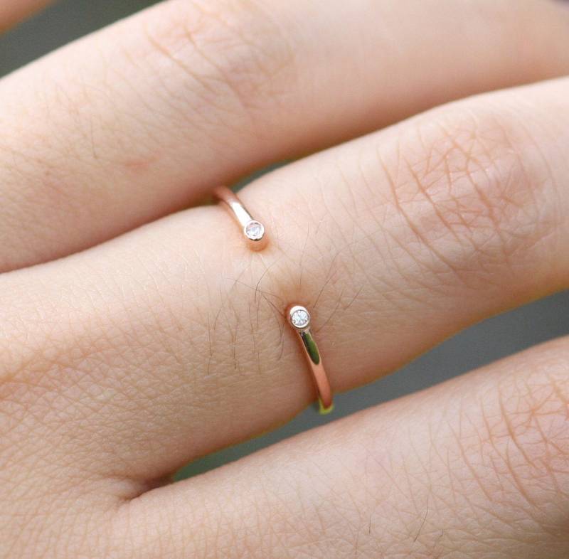 Diamant Offener Manschettenring, Manschettenring Gold, 14K Goldring, Stapelring 18K Goldring von shinystonelovejewel