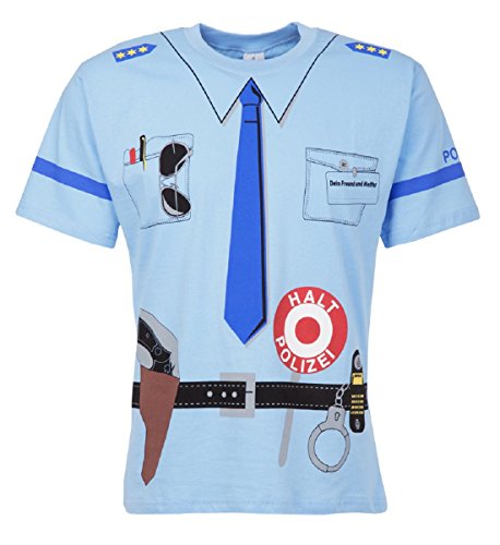 Kinder Uniform T-shirt Polizei blau (92/98) von shirt-side gmbh