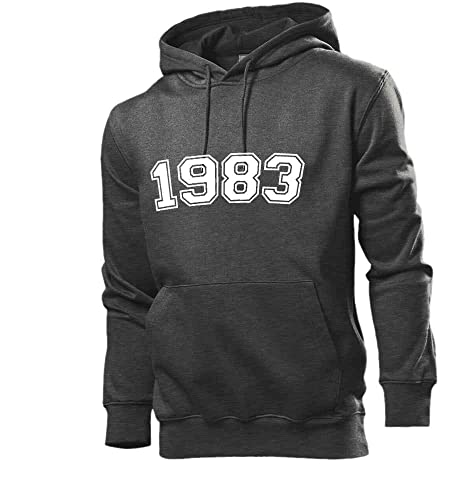 1983 Männer Hoodie Sweatshirt Dunkel Grau meliert 3XL von shirt84