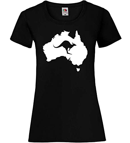 Australien mit Känguru Frauen Lady-Fit T-Shirt Schwarz L von shirt84