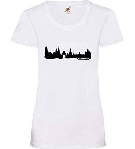 Barcelona Skyline Frauen Lady-Fit T-Shirt Weiß S von shirt84