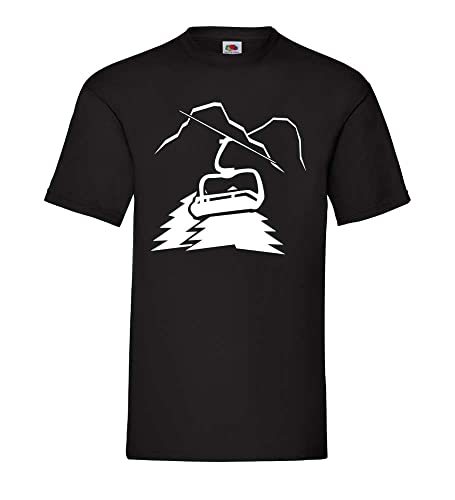 Berglandschaft mit Lift und Gipfel Männer T-Shirt Schwarz XL von shirt84