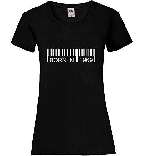 Born in 1969 Strichcode Frauen Lady-Fit T-Shirt Schwarz XL von shirt84