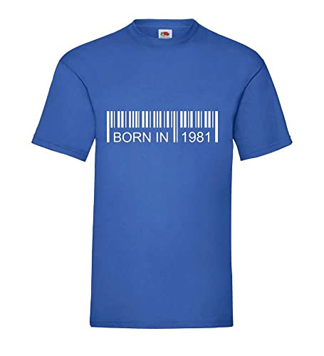 Born in 1981 Strichcode Männer T-Shirt Royal Blau XL von shirt84