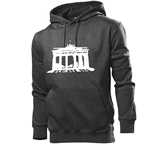 Brandenburger Tor Berlin Schatten Männer Hoodie Sweatshirt Dunkel Grau meliert XXL von shirt84