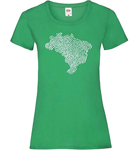 Brasilien Fingerabdruck Frauen Lady-Fit T-Shirt Grün M von shirt84