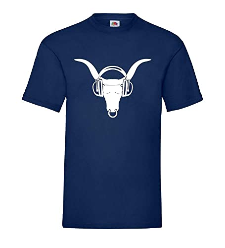 Büffelkopf mit Kopfhörer Männer T-Shirt Navy XL von shirt84