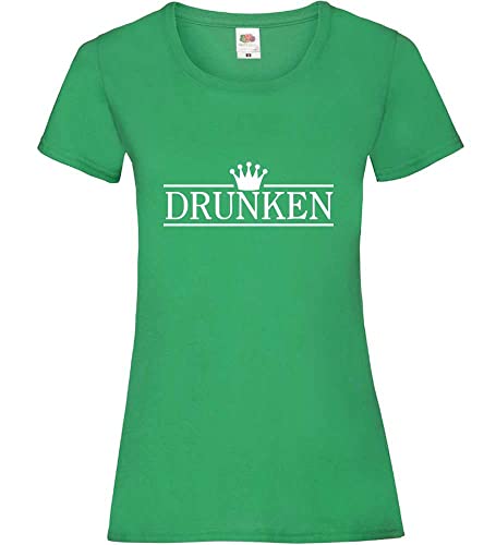 Drunken mit Krone Frauen Lady-Fit T-Shirt Grün L von shirt84