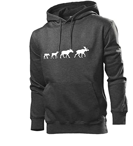 Elch Familie Männer Hoodie Sweatshirt Dunkel Grau meliert 3XL von shirt84