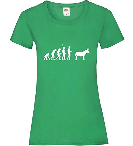 Evolution Esel Frauen Lady-Fit T-Shirt Grün S von shirt84