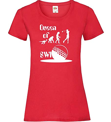 Evolution Frauen Golf Queen of Swing Frauen Lady-Fit T-Shirt Rot S von shirt84