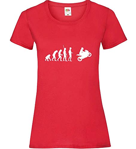 Evolution Motorrad 2.0 Frauen Lady-Fit T-Shirt Rot M von shirt84