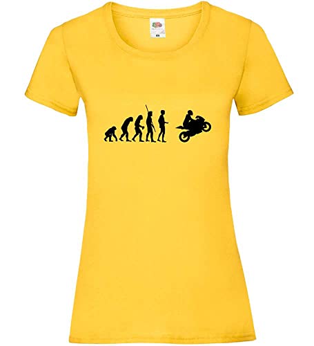 Evolution Motorrad 2.0 Frauen Lady-Fit T-Shirt Sonnenblumengelb S von shirt84
