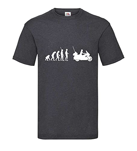 Evolution Motorrad Goldwing Männer T-Shirt Dunkelgrau Meliert XXL von shirt84