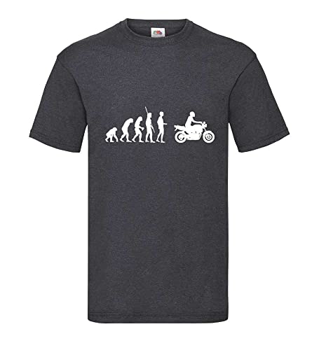 Evolution Motorrad Naked Bike Männer T-Shirt Dunkelgrau Meliert XL von shirt84