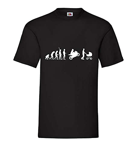 Evolution Motorrad mit Kinderwagen Männer T-Shirt Schwarz L von shirt84