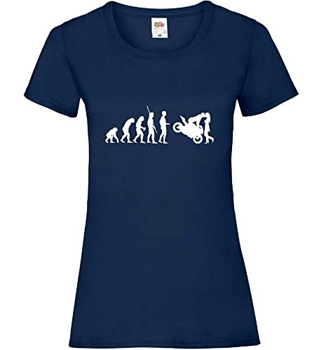 Evolution Motorradkuß Frauen Lady-Fit T-Shirt Navy XS von shirt84