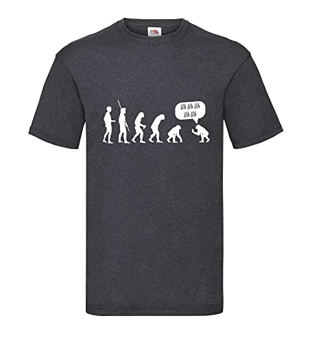 Evolution Rückwärts UH UH UH Männer T-Shirt Dunkelgrau Meliert XXL von shirt84