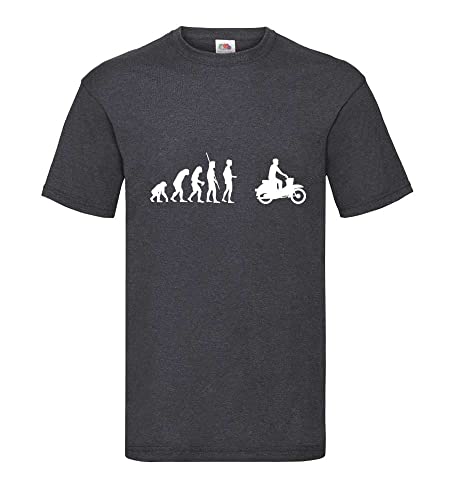 Evolution Simson Schwalbe Männer T-Shirt Dunkelgrau Meliert XL von shirt84